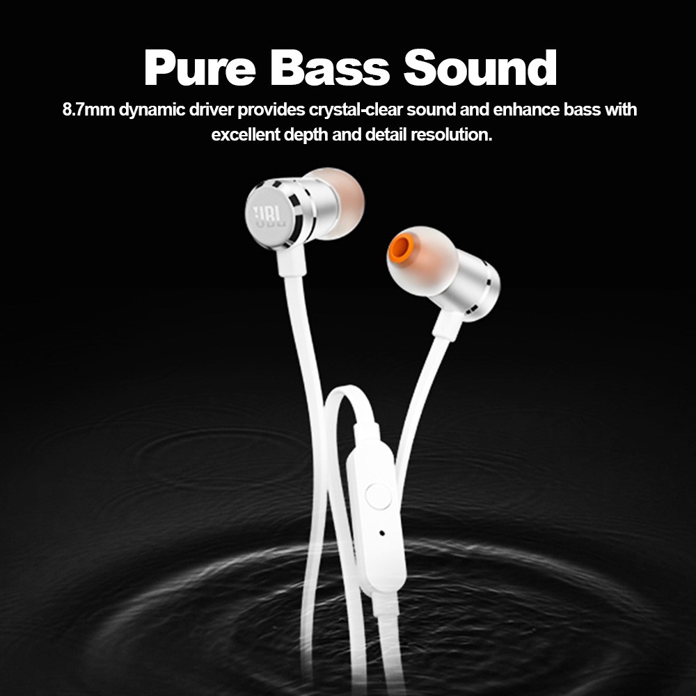 ❤ JBL T290 dual dynamic earphone in-ear subwoofer universal HIFI earplugs with wheat