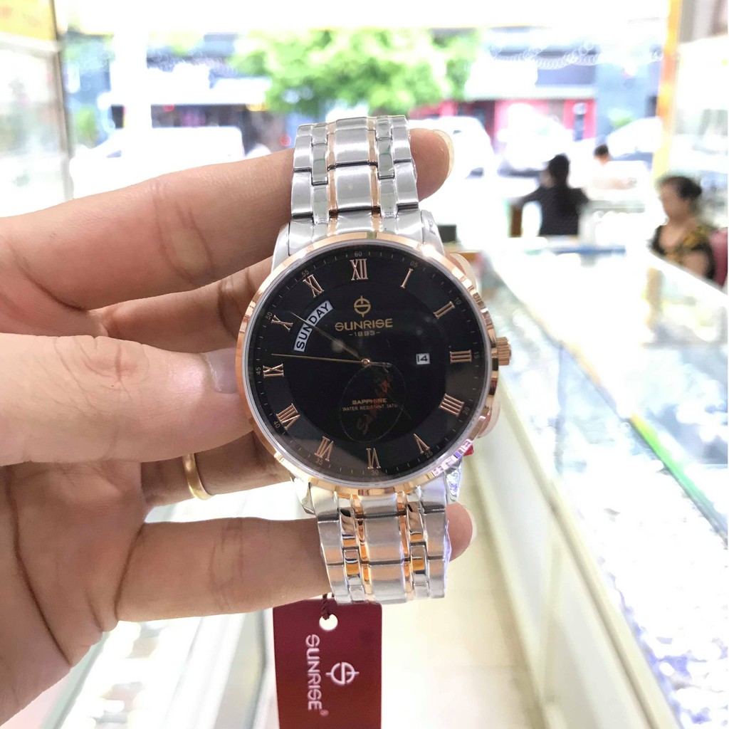 Đồng hồ Nam SUNRISE 1200SA full hộp chính hãng, kính sapphire chống xước chống nước tốt