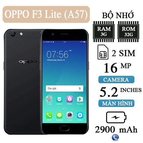 Điện thoại OPPO F3 Lite (A57) 2sim Ram 3G/32G mới Chính hãng, chiến PUBG/Liên Quân mượt