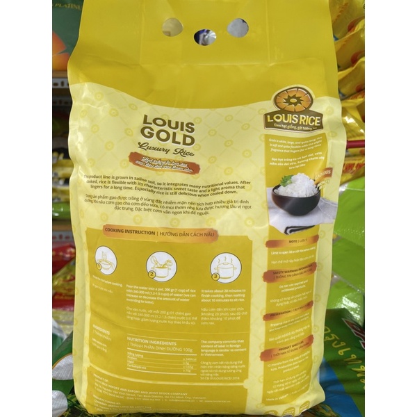 Gạo Louis GOLD Nàng Hoa Hàng Xuất Khẩu Dẻo Ngọt Vừa Cơm (5ký)