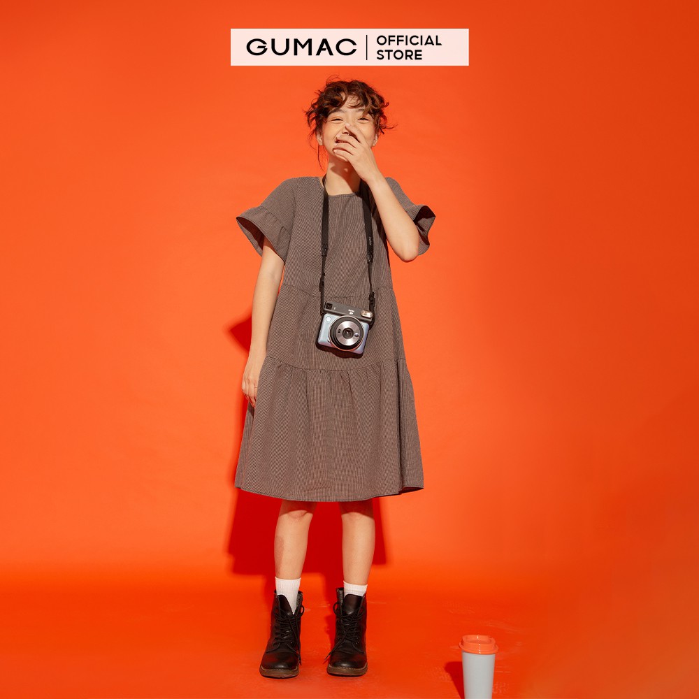 Đầm suông nữ GUMAC babydoll tay ngắn bèo, trẻ trung màu Đen - Vàng đủ size DA12126 | BigBuy360 - bigbuy360.vn