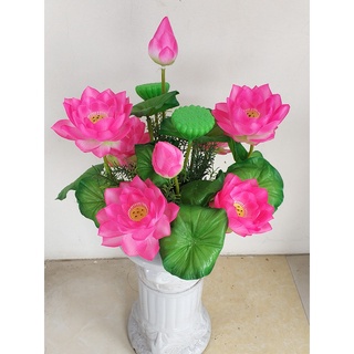 Hoa sen giả 3 bông lớn dài 50cm - hoa lụa hoa giả