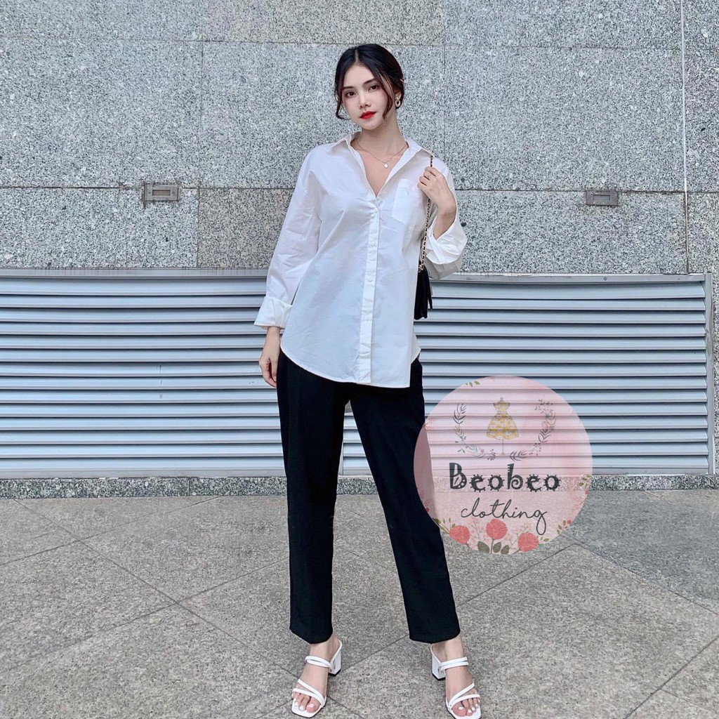 Áo sơ mi trắng oversize 1 túi ulzzang