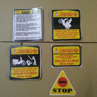 Bộ tem cảnh báo trang trí xe Stop