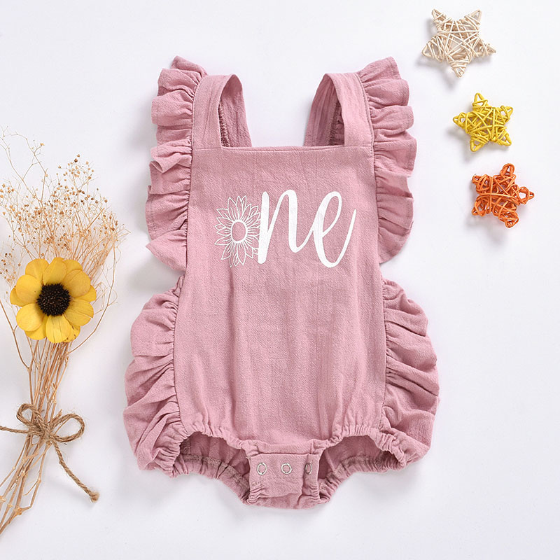 Summer Baby Bodysuit Square Collar Sleeveless Infant Toddler Romper Flower Letter Printed Newborn Jumpsuit Baby Girl Clothes