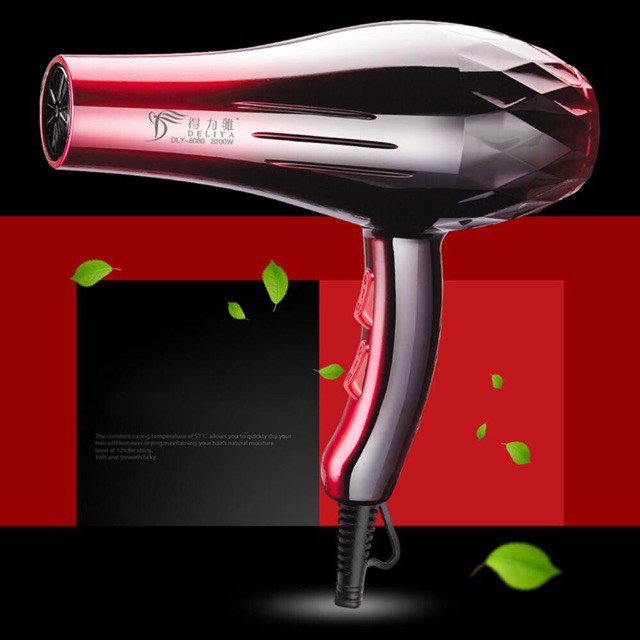 Sẵn hàng MÁY SẤY TÓC DELIYA 8080 2200W CAO CẤP TẶNG 5 MÓN LƯỢC VÀ ĐẦU SẤY