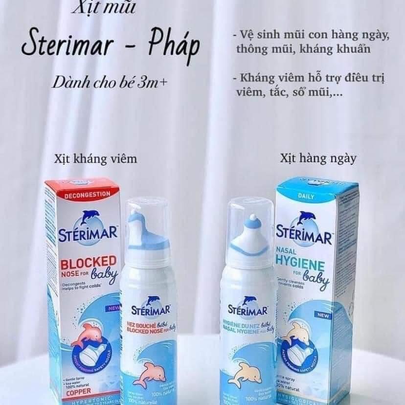 Xịt rửa mũi cá heo cam cho bé Sterimar 100ml, xịt mũi muối biển sâu Pháp - Monnie Kids