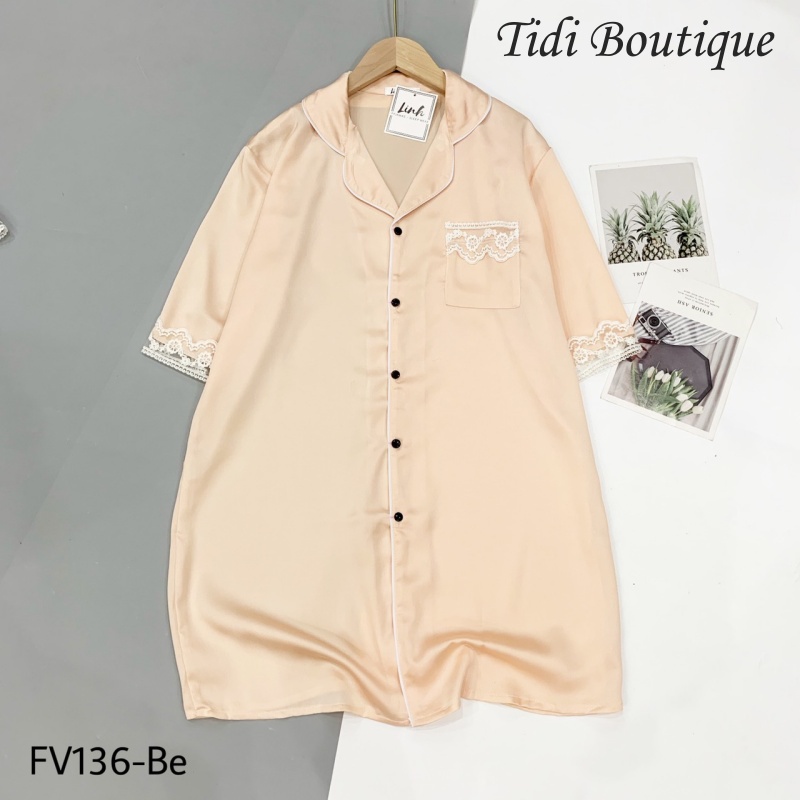 Đầm ngủ lụa Satin cổ pijama dáng suông trơn nhiều màu phối ren chất mát lịm🍀[HÀNG ĐẸP CHUẨN][ẢNH THẬT +VIDEO] | BigBuy360 - bigbuy360.vn