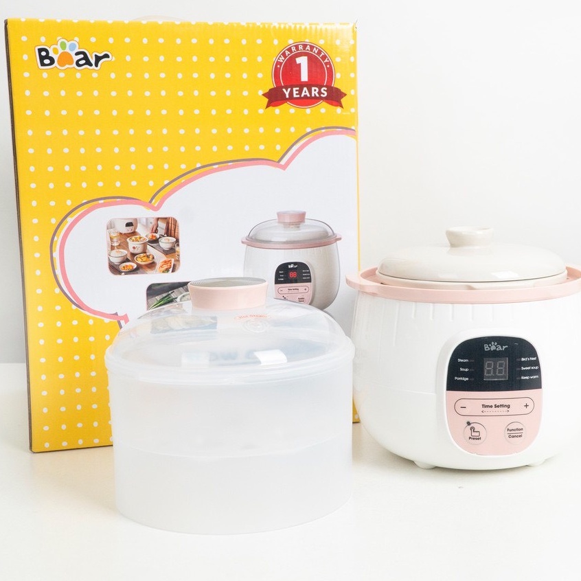 Nồi Nấu Cháo Chậm Bear Ninh Hầm Chưng  Hấp 0.8L Cho Bé Ăn Dặm Nồi Chưng Yến Bear Bản Quốc Tế