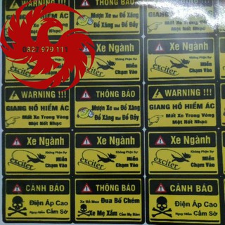 Tem cảnh báo, logo cảnh báo dán xe 3 lớp cao cấp
