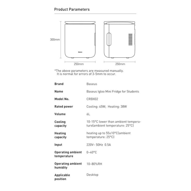 Tủ lạnh mini Baseus 6 Lít Công suất 45W 2 Chiều Nóng Lạnh Igloo Mini Fridge for Students