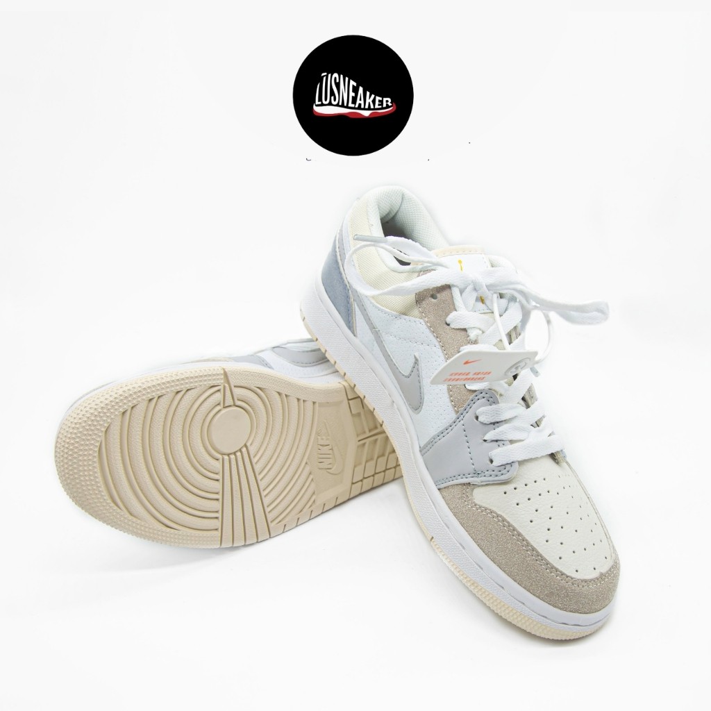 Giày Jordan Paris🎁 CHUẨN 11🎁 giày sneaker JD 1 màu xám cổ thấp , size nam nữ 36-43