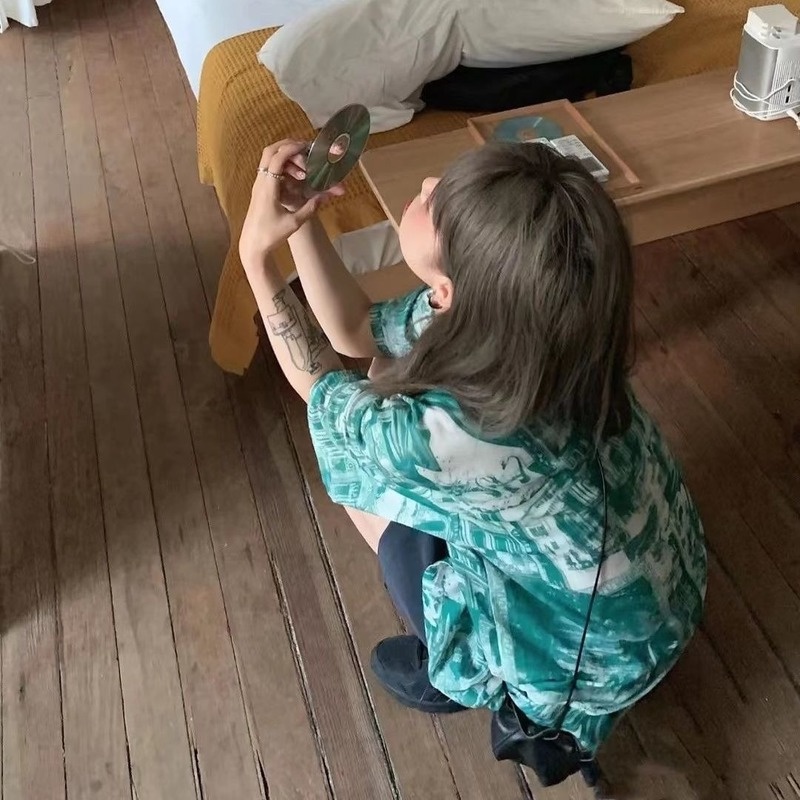 Áo Sơ Mi Ngắn Tay Form Rộng Phong Cách Retro Dành Cho Nữ