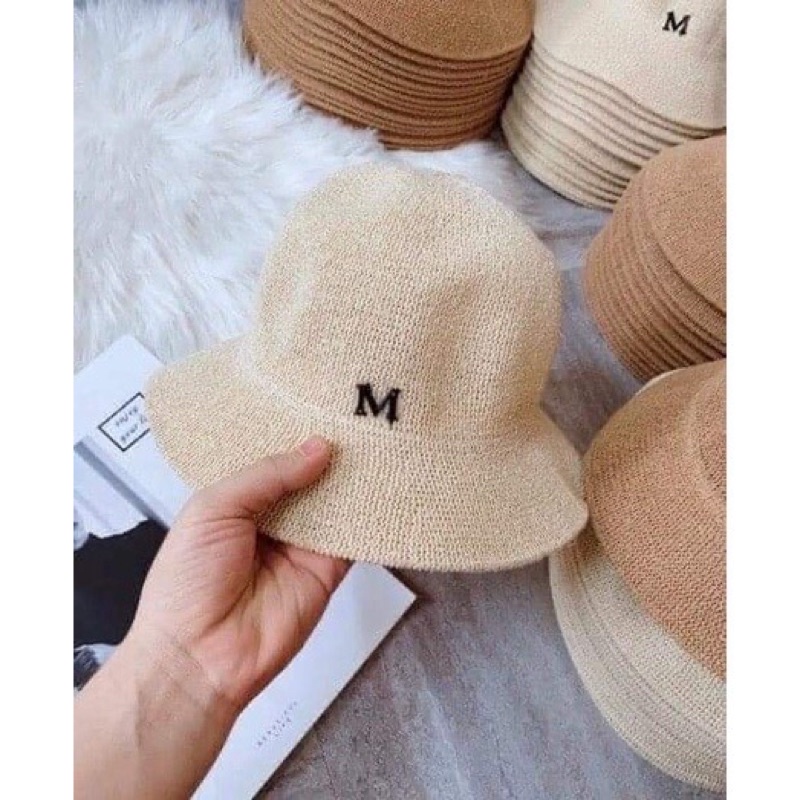 Mũ cói nữ nón hàn quốc vành nhỏ chữ M siêu mềm thời trang nữ