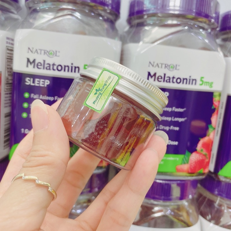Chiết 15 viên kẹo ngủ ngon Natrol Melatonin Mỹ 5mg Gummy sleep well fall asleep faster