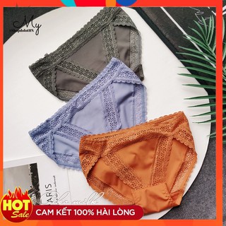 Quần lót lụa ❣️❣️ FREAASHIP 50K ❣️❣️ CHIP LỤA PHỐI NƠ CARO DÂY DỄ THƯƠNG QL04