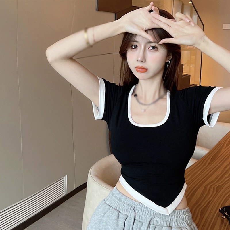 Áo Thun Tay Ngắn Cổ Tròn Nhiều Màu Sắc Phong Cách Hàn Quốc Dành Cho Nữ