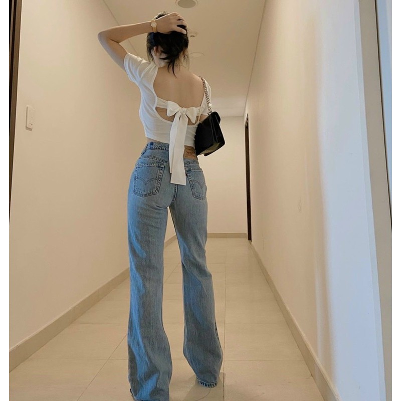 ÁO CROPTOP CỘT NƠ SAU