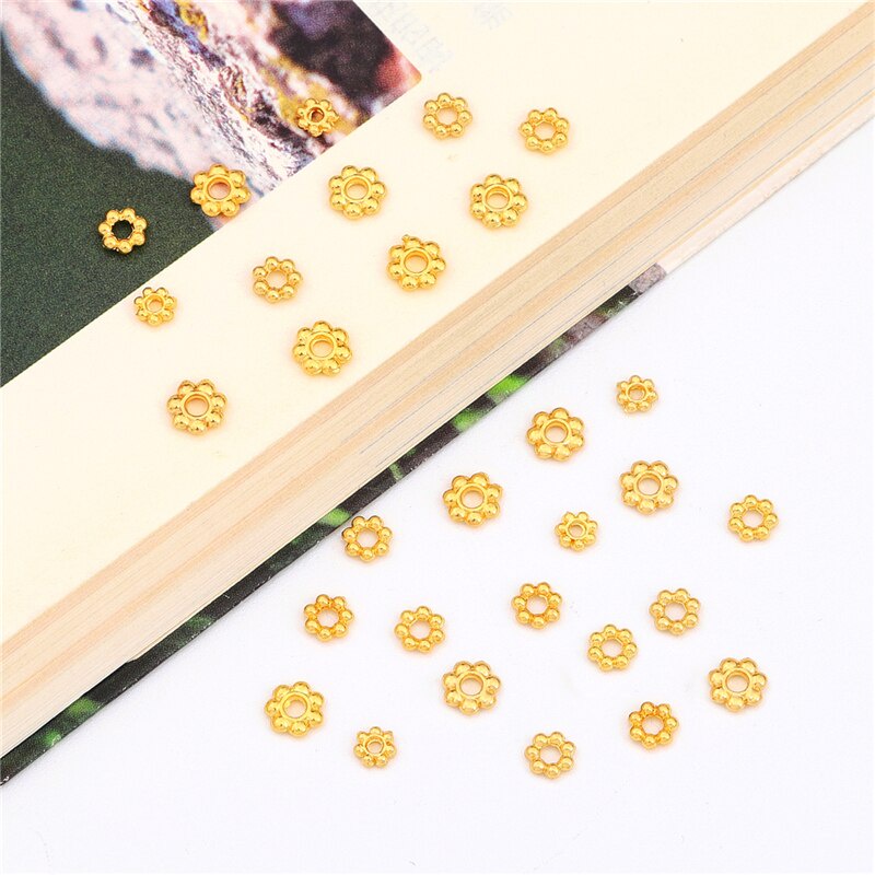 Đầu nối hạt mạ vàng 18K hình bông hoa làm khuyên tai/vòng tay/vòng cổ thủ công DIY