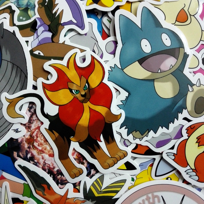 Bộ 60 miếng sticker hình hoạt hình Pokemon Go dán laptop , va li