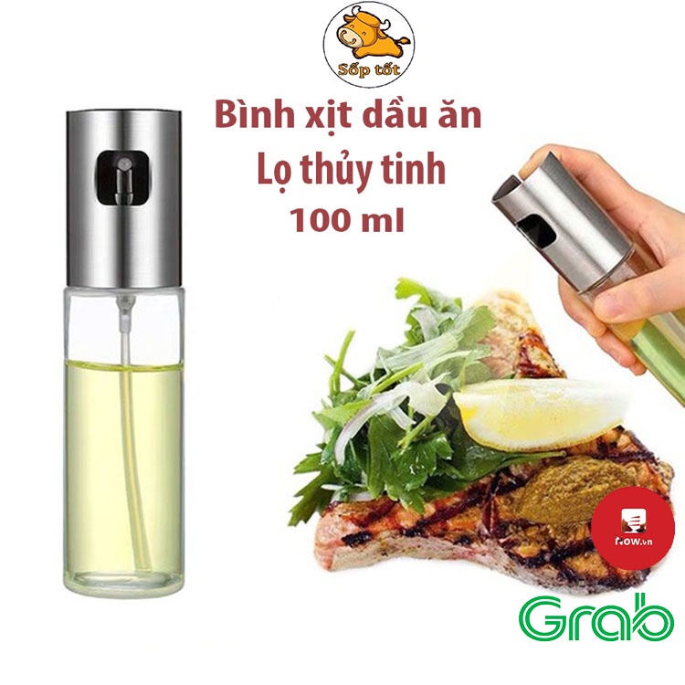 Bình xịt dầu ăn thủy tinh nắp inox phun sương GD148