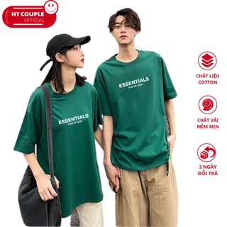 Áo thun tay lỡ in chữ essential, áo form rộng tay lỡ, áo đôi đẹp fs08