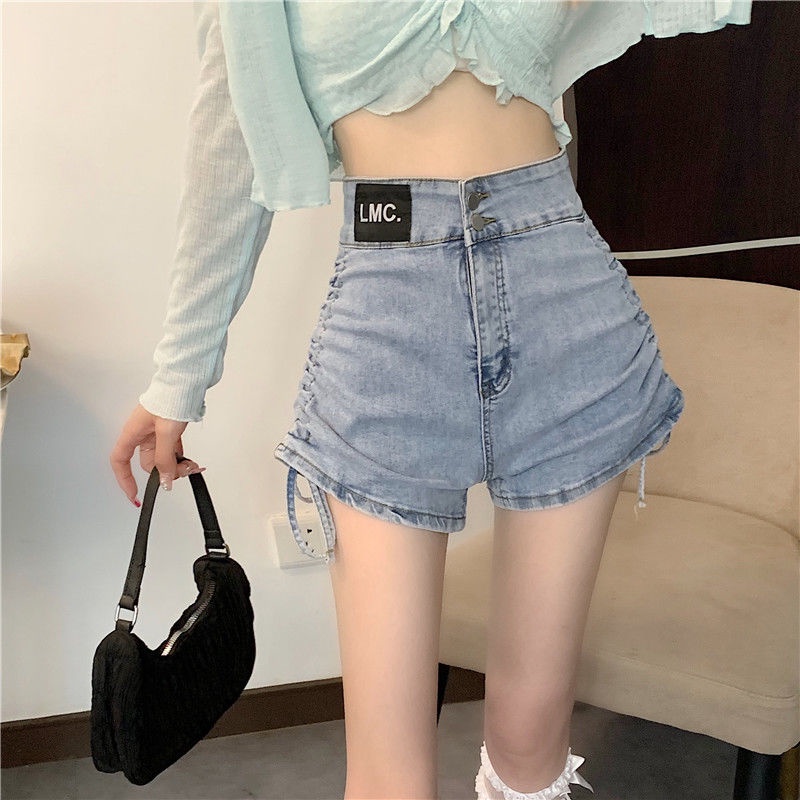 COZOK Quần Short Denim Dây Rút Lưng Cao Thời Trang