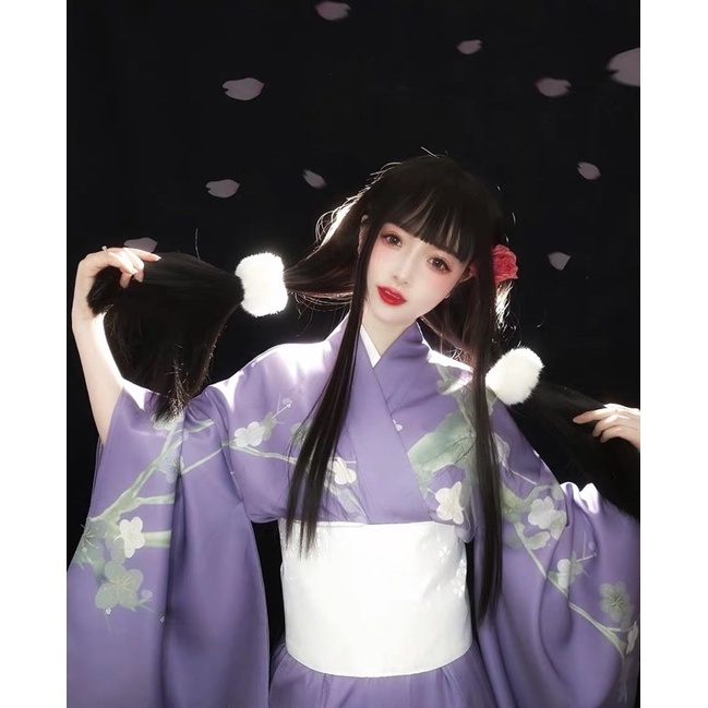 Trang phục truyền thống nhật bản kimono màu tím