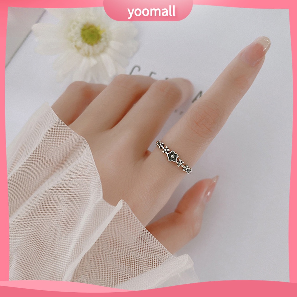 Yomall♡ Nhẫn Thiết Kế Hở Hình Hoa Thân Thiện Với Da Phong Cách Retro