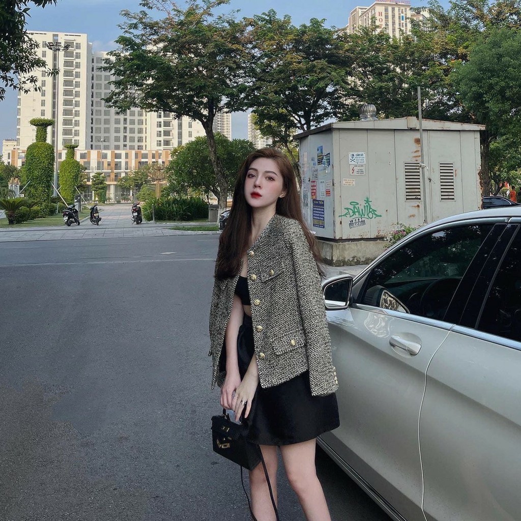 Áo khoác dạ nữ TWEED cổ tròn thiết kế 2 lớp dài tay thanh lịch trẻ trung, Áo khoác mùa đông nữ Hàn Quốc rẻ đẹp | BigBuy360 - bigbuy360.vn