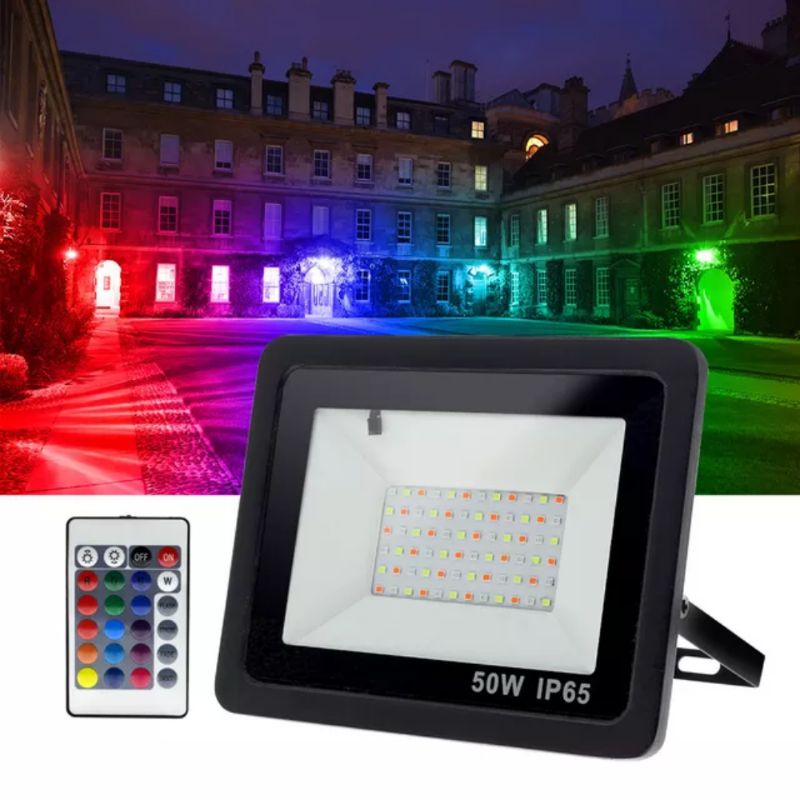 Đèn pha LED đổi màu RGB 50W IP66 ngoài trời tự động chuyển màu