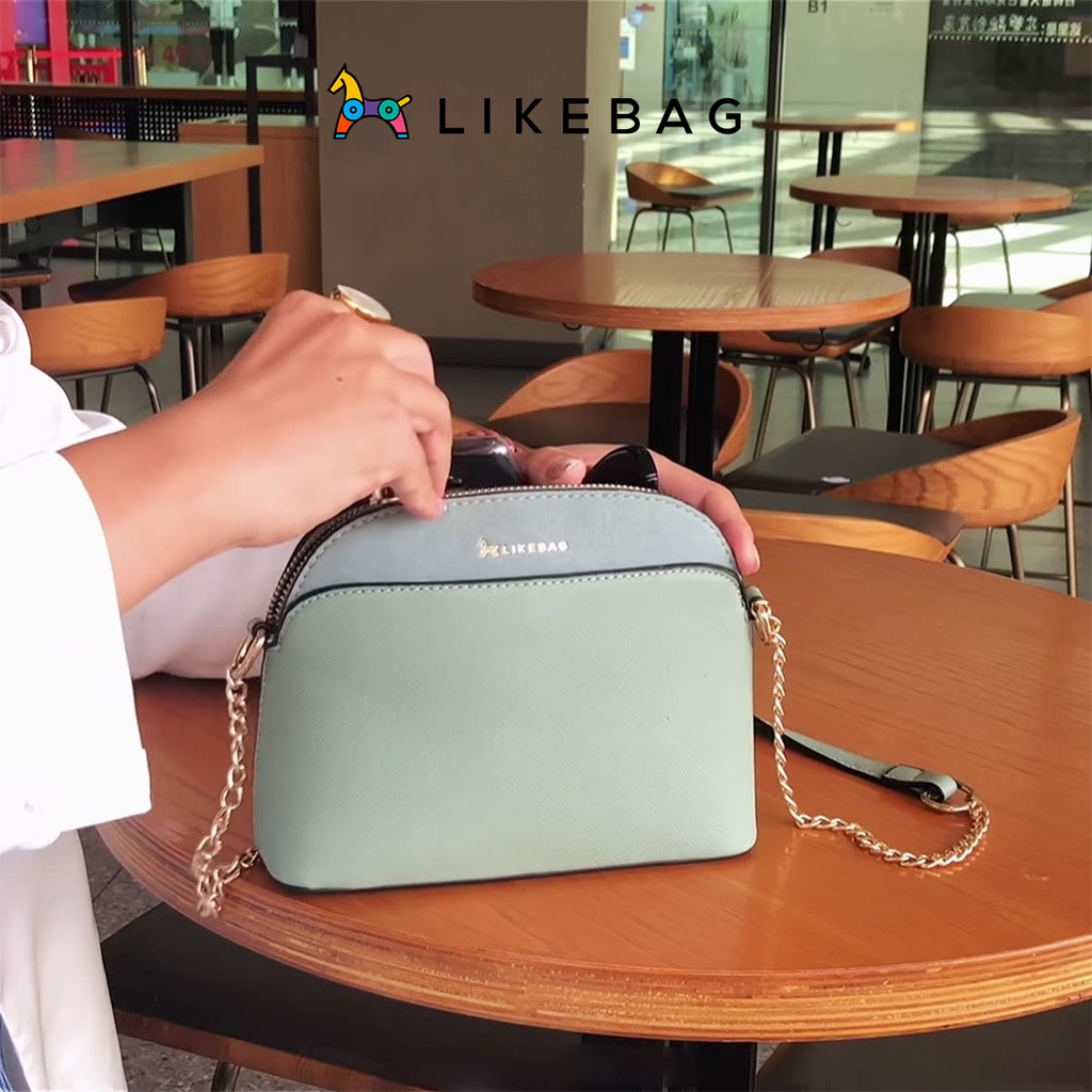 Túi nữ đeo chéo vai LIKEBAG dáng túi basic phối dây xích trẻ trung XK0519 - LIBAGI