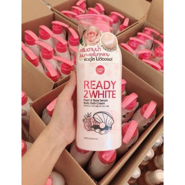 Sữa tắm Ready 2 White Pearl & Rose Serum Body Bath Cream Cathy Doll