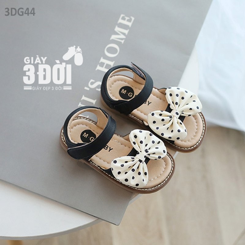 Sandal Nơ Chấm Bi Trắng Bé Gái 3DG44 GIAY3DOI Form To Lòng Dép 14.5-19.7cm Siêu Nhẹ Siêu Xinh