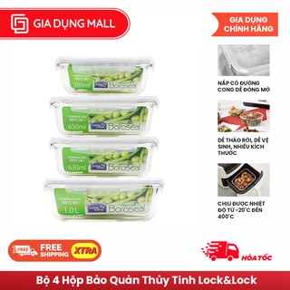 BỘ 4 HỘP BẢO QUẢN THỦY TINH LOCK&LOCK LLG428S4