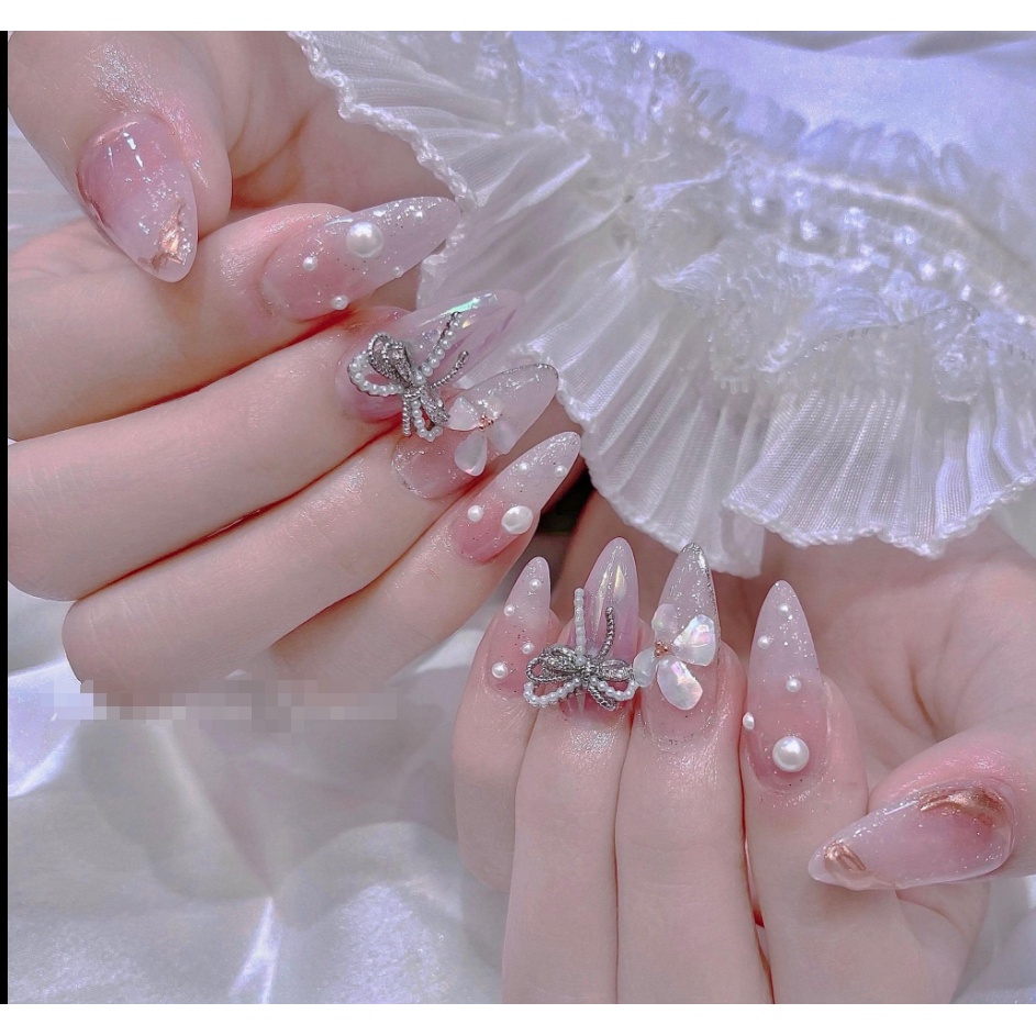 charm nơ kép vàng bạc