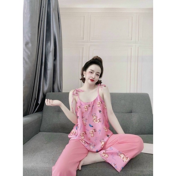 ĐỒ BỘ LỤA 2 DÂY CỘT QUẦN ỐNG SUÔNG