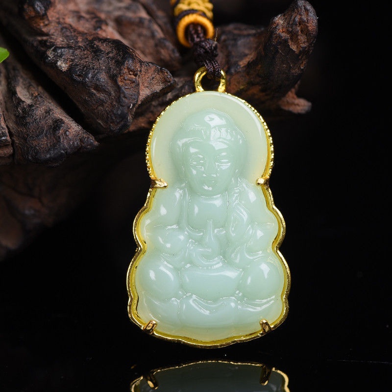 Vòng cổ mặt hình Phật Guanyin evil amulet Viên Ngọc bích thời trang cho nam giới my21.08.16