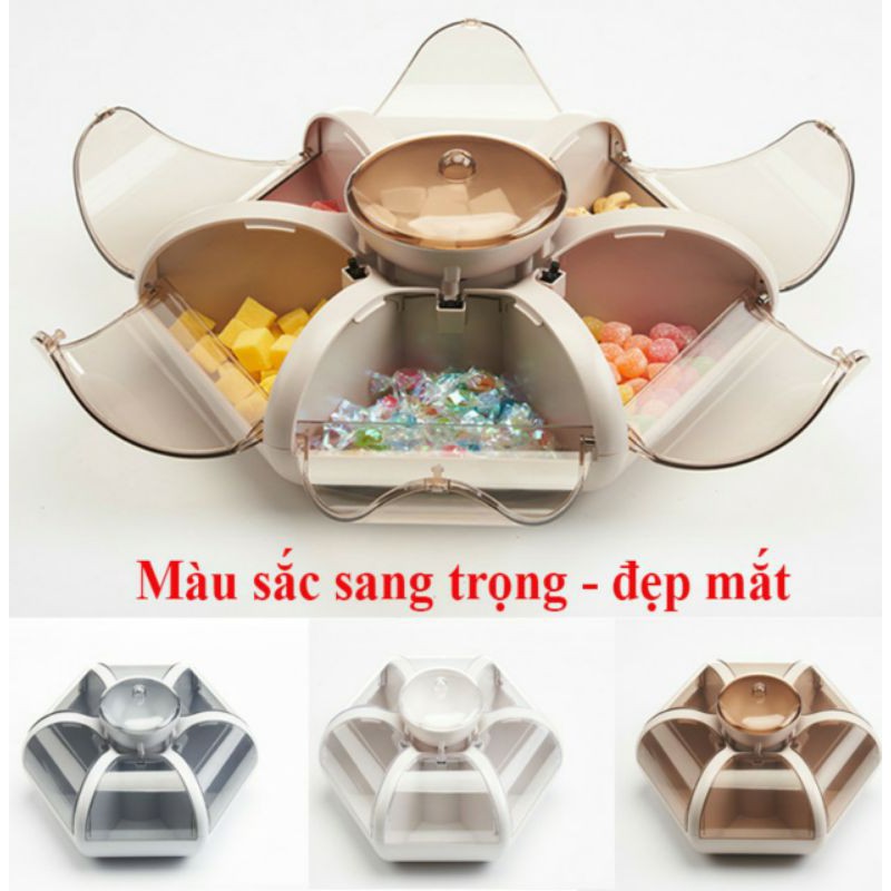 Khay đựng mứt, bánh kẹo 6 cánh tự bung