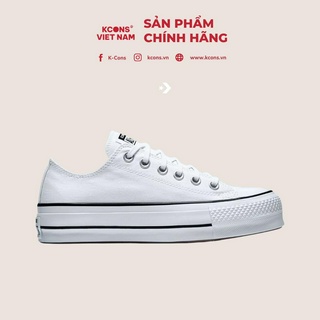 Chuck All Star Canvas Platform White Low Top - Giày Converse Đế Cao 560251C
