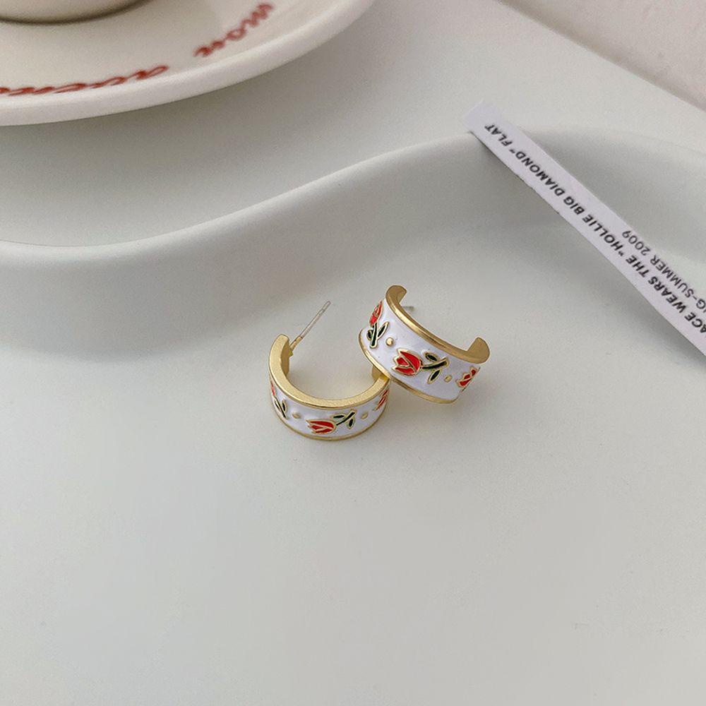 EXPEN Khuyên Tai Hoa Tulip Đính Đá Thời Trang Cho Nữ