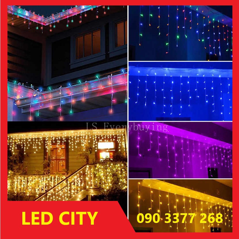 đèn led rèm, mành, dài 4m 20 sợi. thích hợp trang trí ban công, sự kiện, quán ăn, nhà hàng, dịp lễ n