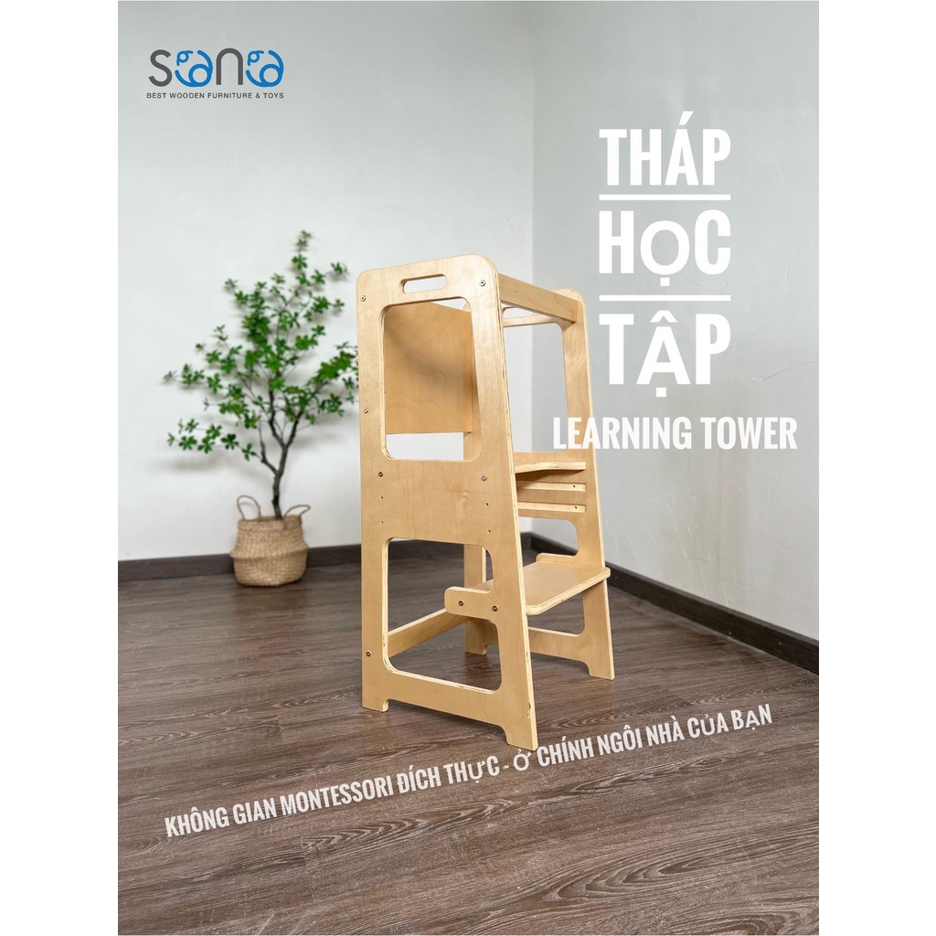 Learning tower, kitchen helper, tháp hỗ trợ, tháp học tập Montessori cho bé Sono-100%Plywood Birch