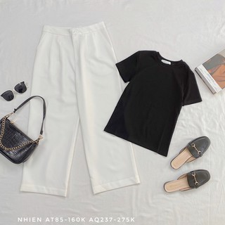 Áo thun trơn Nhiên vintage basic cổ tròn AT85