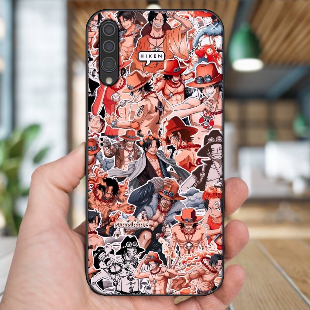 Ốp lưng Samsung A30S, A50, A50S, A70, A70S viền đen in hình Ace One Piece