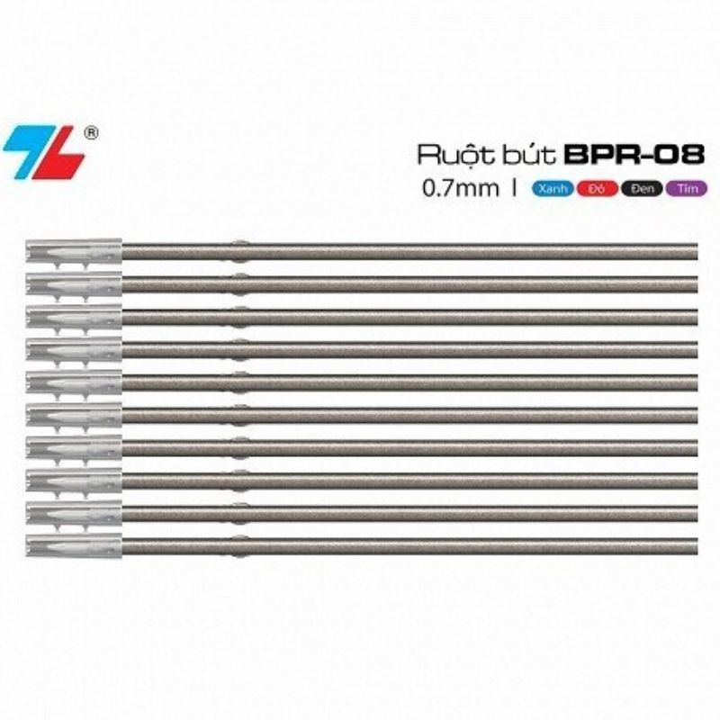 10 Ruột bút bi TL 0.5mm và 0.7mm (xanh, đen) thay bút 027, 079, 036