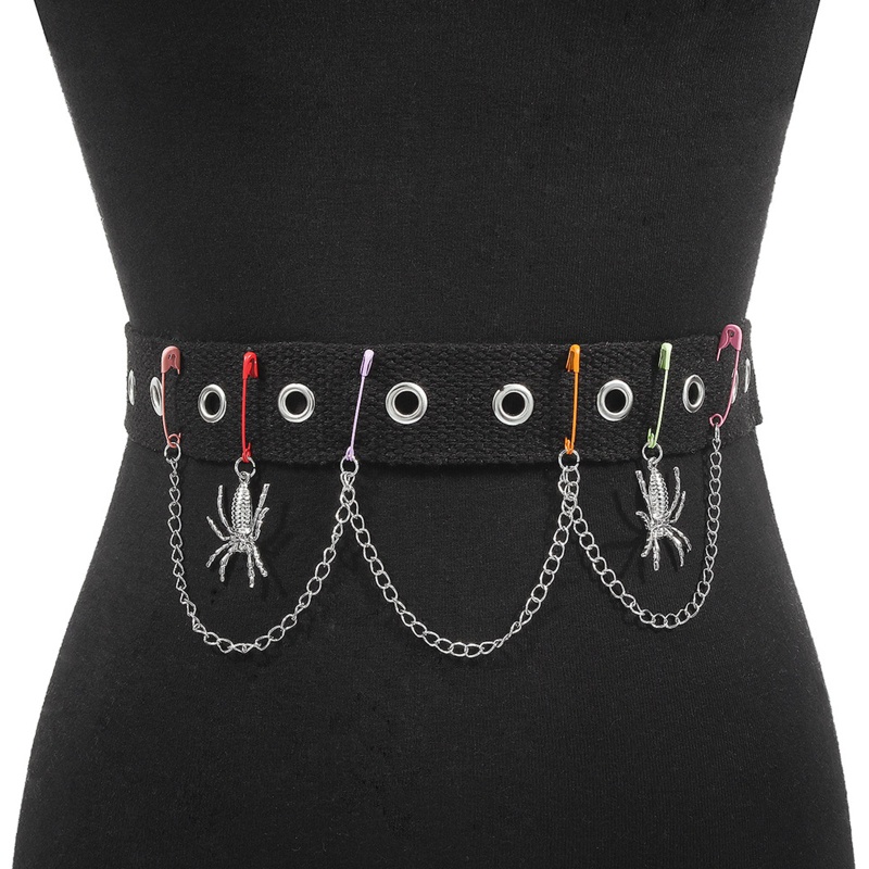 Brroa Thắt Lưng Punk Với Mặt Dây Chuyền Hợp Kim Hình Nhện Hoa Hồng