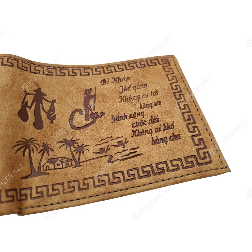 Bóp nam BNGR-642 da PU in hình cha mẹ đẹp mắt | BH 12 tháng