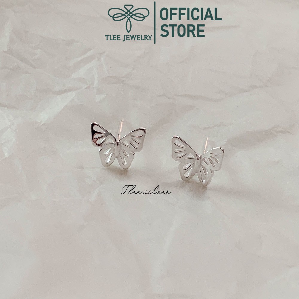 Khuyên tai bạc nữ TLEE cánh bướm trơn xinh xắn TleeJewelry