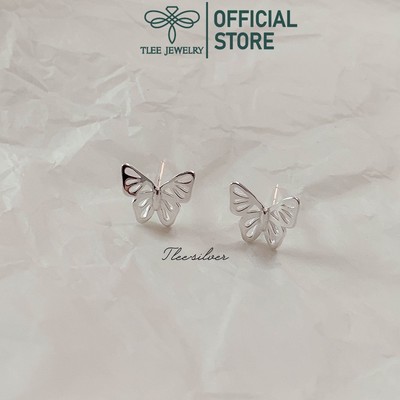 Khuyên tai bạc nữ TLEE cánh bướm trơn xinh xắn TLEE JEWELRY B0444